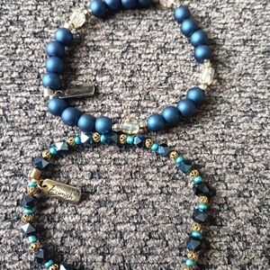 Ermish Blue and Gold Beaded Bracelet Set